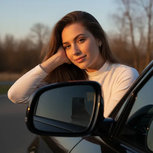 Young woman with long brown hair