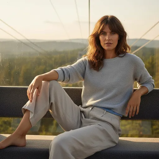 Sitting sideways on a cable-car bench
