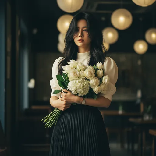 Modern young woman is in