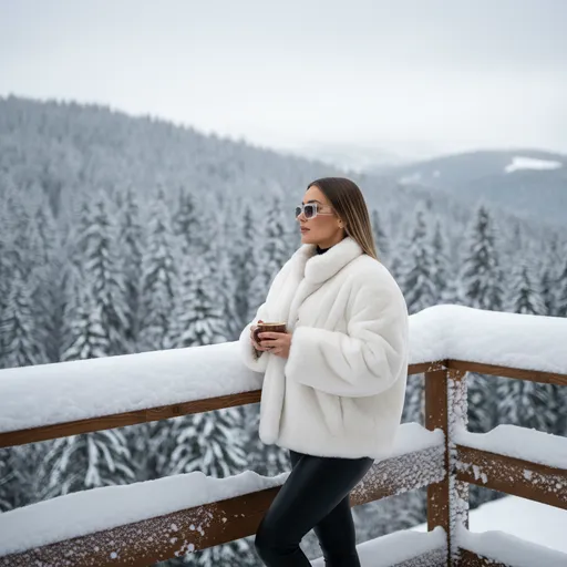 Background: snowy mountain terrace