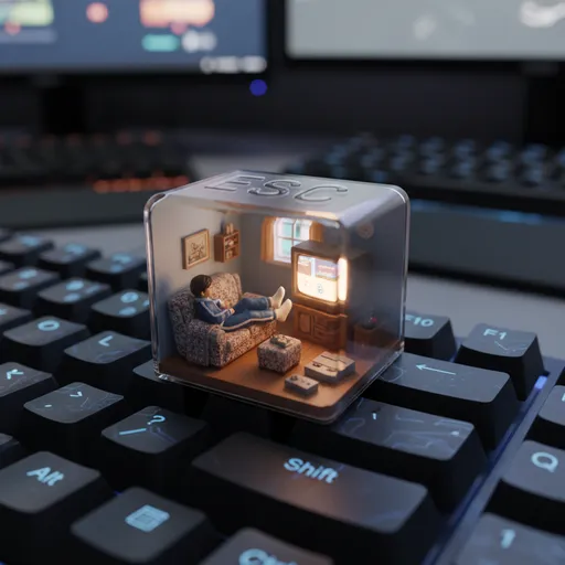 Small figure lounges with feet up