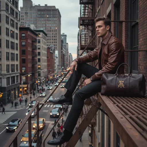 One leg dangles freely while