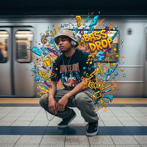 Vibrant, mixed-media masterpiece featuring a